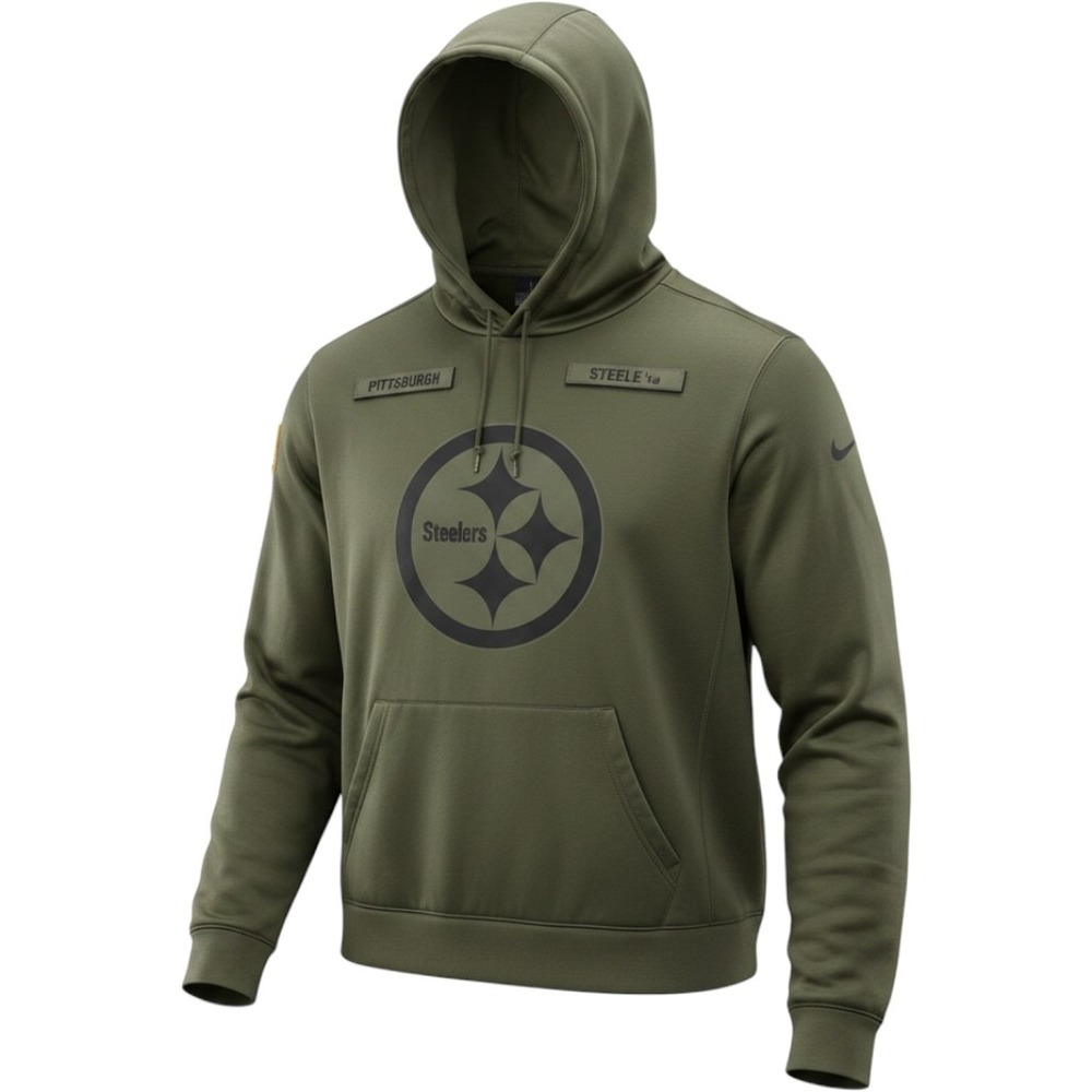 Nike Mens Pittsburgh Steelers Salute to Service Olive Green Hoodie Large